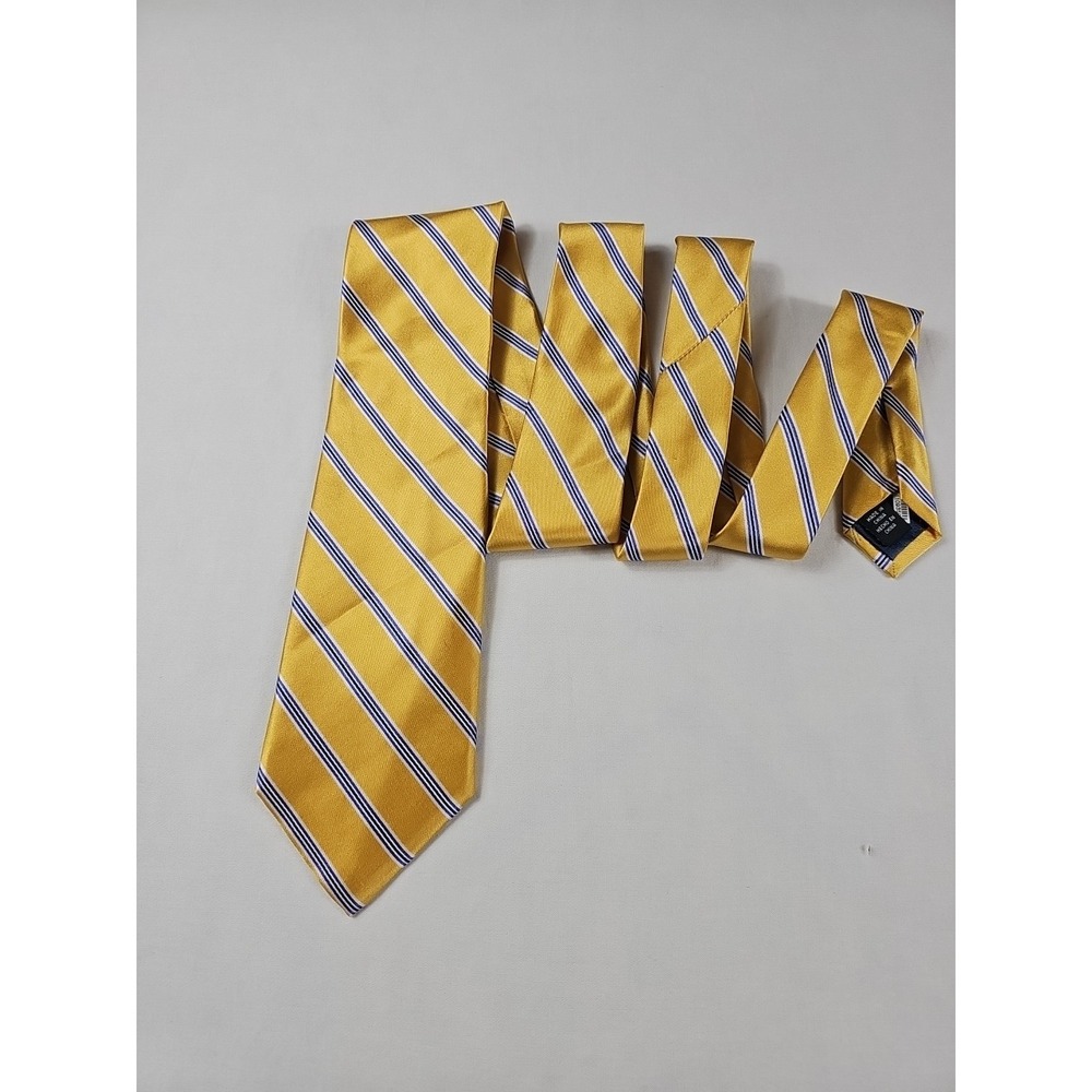 Tommy Hilfiger Yellow  Striped 100%‎ Silk Neck Tie